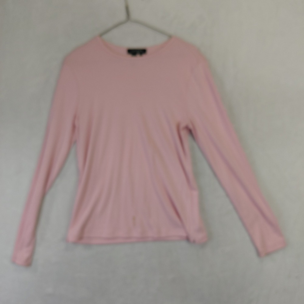 Lauren Ralph Lauren Womens Pink Cotton Long Sleeve Crew Neck Monogram Top Small